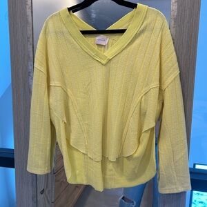Free people Yellow V-Neck Sweatshirt